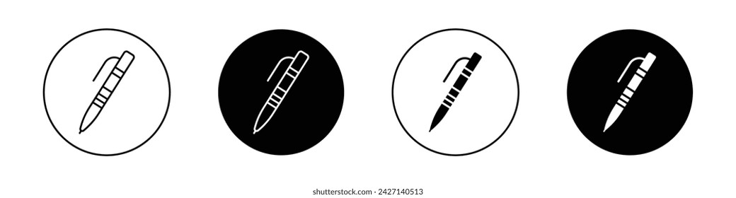 Fountain Pen Icon Set. Pen Nib with ink vector symbol in a black filled and outlined style. Calligraphy Essence Pen Sign.