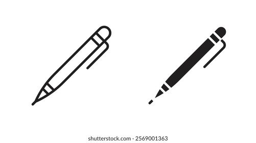 Fountain pen icon set vector graphics designs