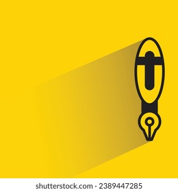 fountain pen icon with shadow on yellow background