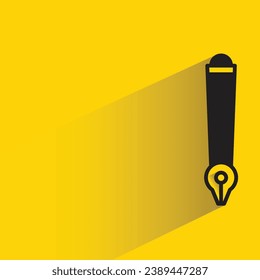 fountain pen icon with shadow on yellow background