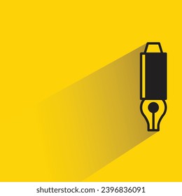 fountain pen icon with shadow on yellow background