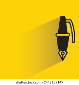 fountain pen icon with shadow on yellow background