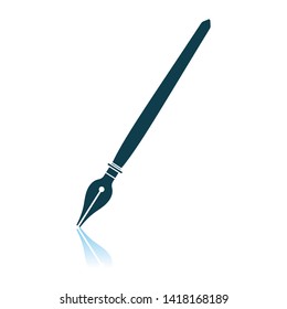 Fountain Pen Icon. Shadow Reflection Design. Vector Illustration.