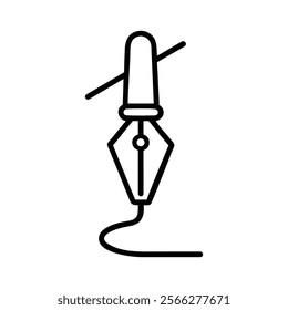 Fountain pen icon single line vector illustration.