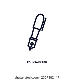 fountain pen icon. Thin line fountain pen icon from distance learning collection. Outline vector isolated on white background. Editable fountain pen symbol can be used web and mobile