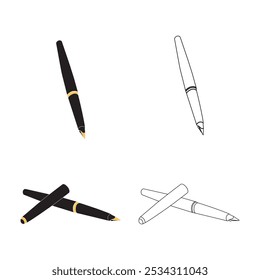 Diseño de símbolo de Ilustración vectorial de icono de pluma fuente