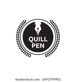 Fountain pen icon vintage style, vector illustration.