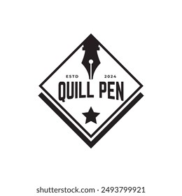 Fountain pen icon vintage style, vector illustration.