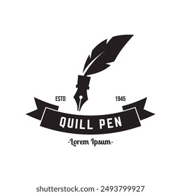 Fountain pen icon vintage style, vector illustration.