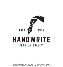 Fountain pen icon vintage style, vector illustration.