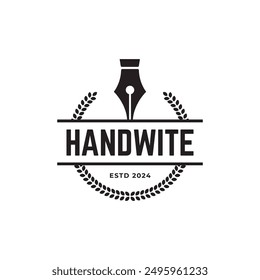 Fountain pen icon vintage style, vector illustration.