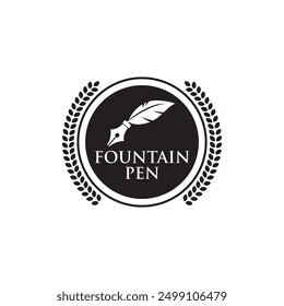 Fountain pen icon vintage style, vector illustration.