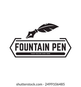 Fountain pen icon vintage style, vector illustration.