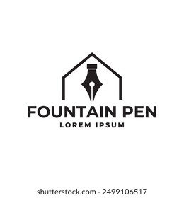 Fountain pen icon vintage style, vector illustration.