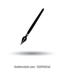 Fountain pen icon. White background with shadow design. Vector illustration.