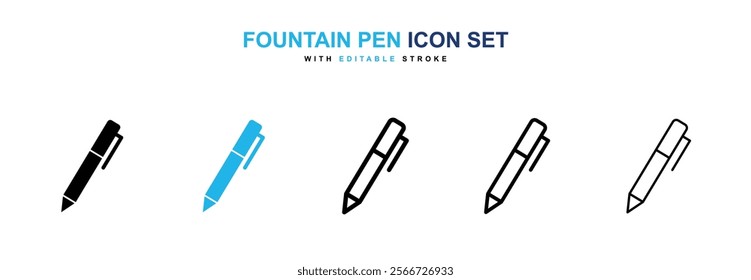 Fountain pen icons vector collection pack.