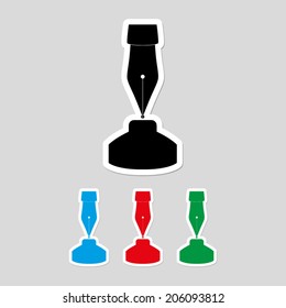 Fountain pen and ink  - icon vector
