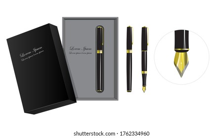 Fountain pen ink set, isolated vector