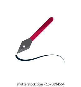 fountain pen ink write property intellectual copyright icon vector illustration