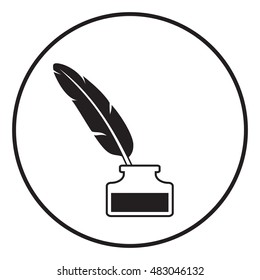 Fountain pen in inkwell icon