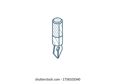 fountain pen isometric icon. 3d vector illustration. Isolated line art technical drawing. Editable stroke