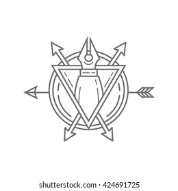 fountain pen line logo vector
