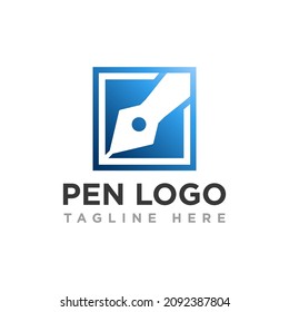 fountain pen logo design vector template