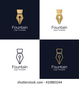 Fountain Pen Logo template. Corporate branding identity