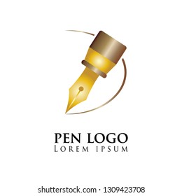 Fountain Pen Logo in Trendy Flat Design. Stationery Illustration As A Template Vector Sign & Trendy Symbol for Design, Office or Education Websites.