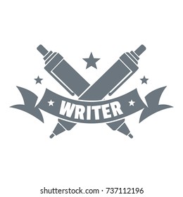 Fountain pen logo. Vintage illustration of fountain pen vector logo for web