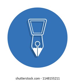 Fountain pen nib badge icon. Element of education for mobile concept and web apps icon. Thin line icon with shadow in badge for website design and development, app development on white background