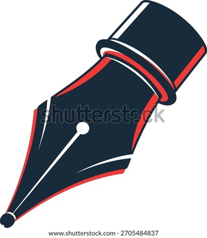 Fountain pen nib is displayed with red accents against a dark background representing the art of writing calligraphy and the timeless elegance of traditional tools symbolizing creativity skill and pr