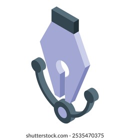 Icono isométrico de la herramienta de dibujo de la pluma de la fuente está representando la escritura creativa