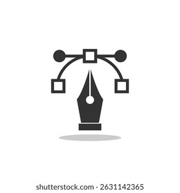 Fonte caneta nib ícone de design plano com sombra