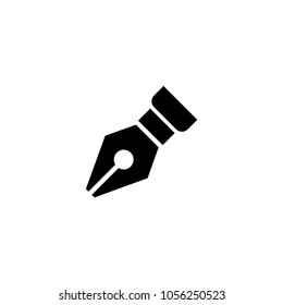 Fountain Pen Nib. Flat Vector Icon. Simple black symbol on white background
