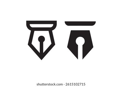 Fountain pen nib icon in black silhouette Vector