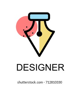 Fountain pen nib icon for designer on white background