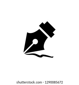 Fountain Pen Nib Icon In Flat Style Vector For Apps, UI, Websites. Black Icon Vector Illustration.