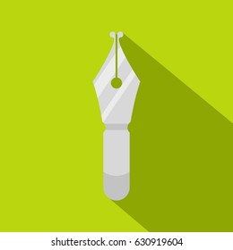 Fountain pen nib icon. Flat illustration of fountain pen nib vector icon for web on lime background