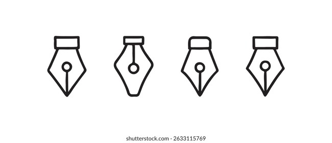 Fountain pen nib icon set outline style Vector