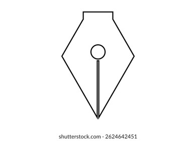 Fountain Pen nib Icon. Fountain Pen tip line writing Icon on white background.