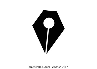 Fountain Pen nib Icon. Fountain Pen tip line writing Icon on white background.