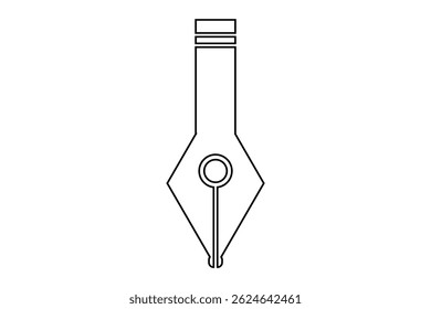 Fountain Pen nib Icon. Fountain Pen tip line writing Icon on white background.