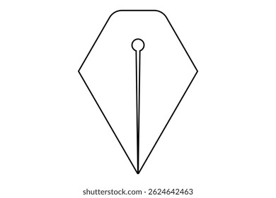 Fountain Pen nib Icon. Fountain Pen tip line writing Icon on white background.