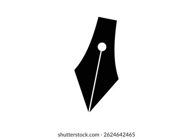Fountain Pen nib Icon. Fountain Pen tip line writing Icon on white background.