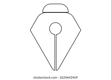 Fountain Pen nib Icon. Fountain Pen tip line writing Icon on white background.