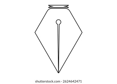 Fountain Pen nib Icon. Fountain Pen tip line writing Icon on white background.