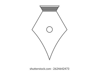 Fountain Pen nib Icon. Fountain Pen tip line writing Icon on white background.