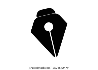 Fountain Pen nib Icon. Fountain Pen tip line writing Icon on white background.