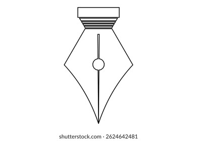 Fountain Pen nib Icon. Fountain Pen tip line writing Icon on white background.